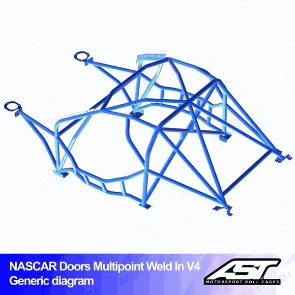 Klatka bezpieczeństwa BMW (E30) 3-Series 4-drzwiowa Sedan AWD wielopunktowo spawana w V4 NASCAR-door