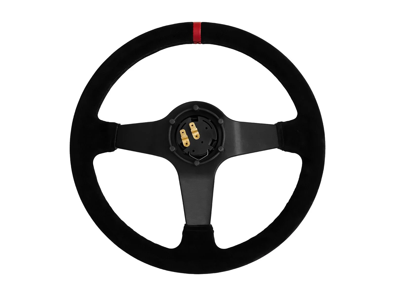 Sportowa kierownica JR Spec 350mm odsadzenie 80mm - Czerwony pasek