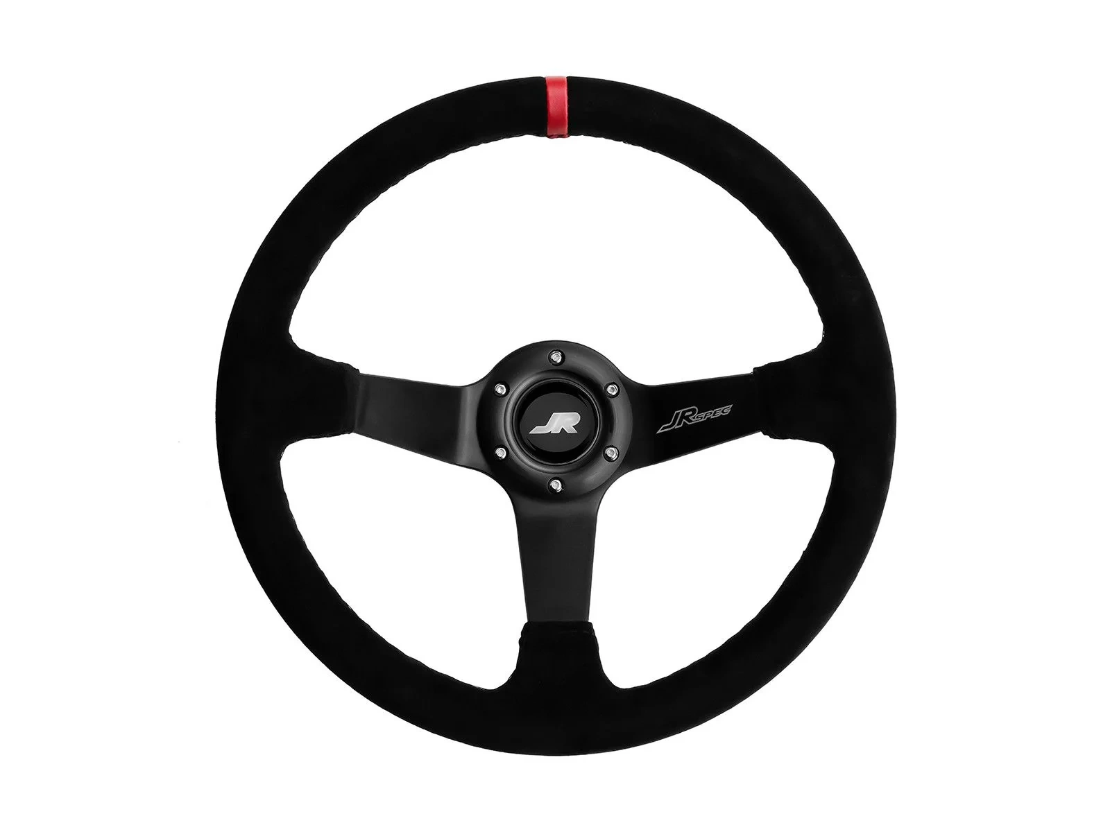Sportowa kierownica JR Spec 350mm odsadzenie 80mm - Czerwony pasek
