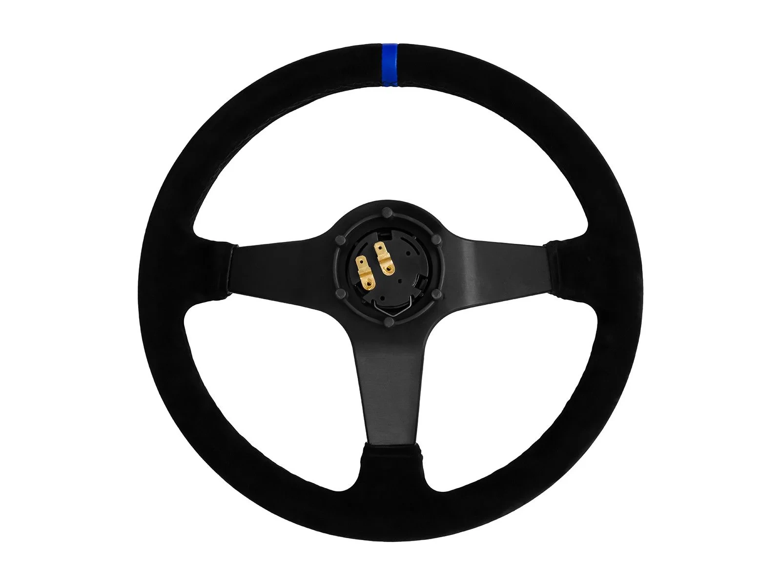 Sportowa kierownica JR Spec 350mm odsadzenie 80mm - Niebieski pasek