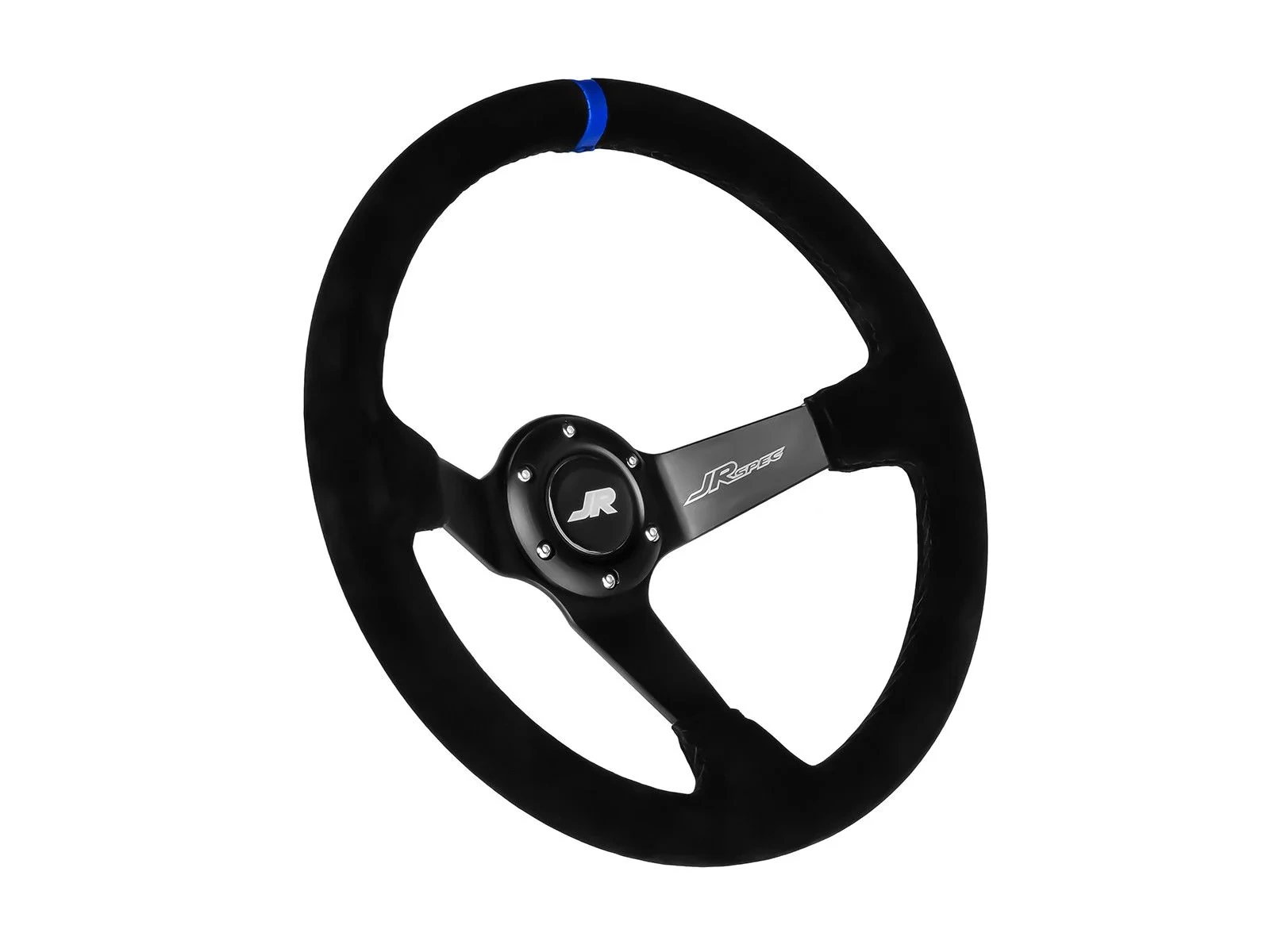 Sportowa kierownica JR Spec 350mm odsadzenie 80mm - Niebieski pasek