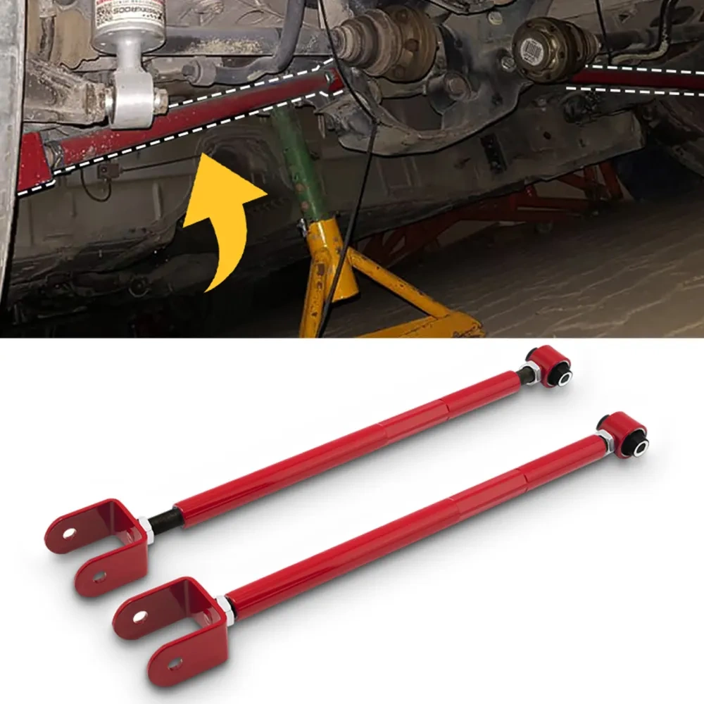 Regulowane wahacze tylne dolne BMW E36 E46 Z4 E83 Czerwone STALOWE zestaw komplet