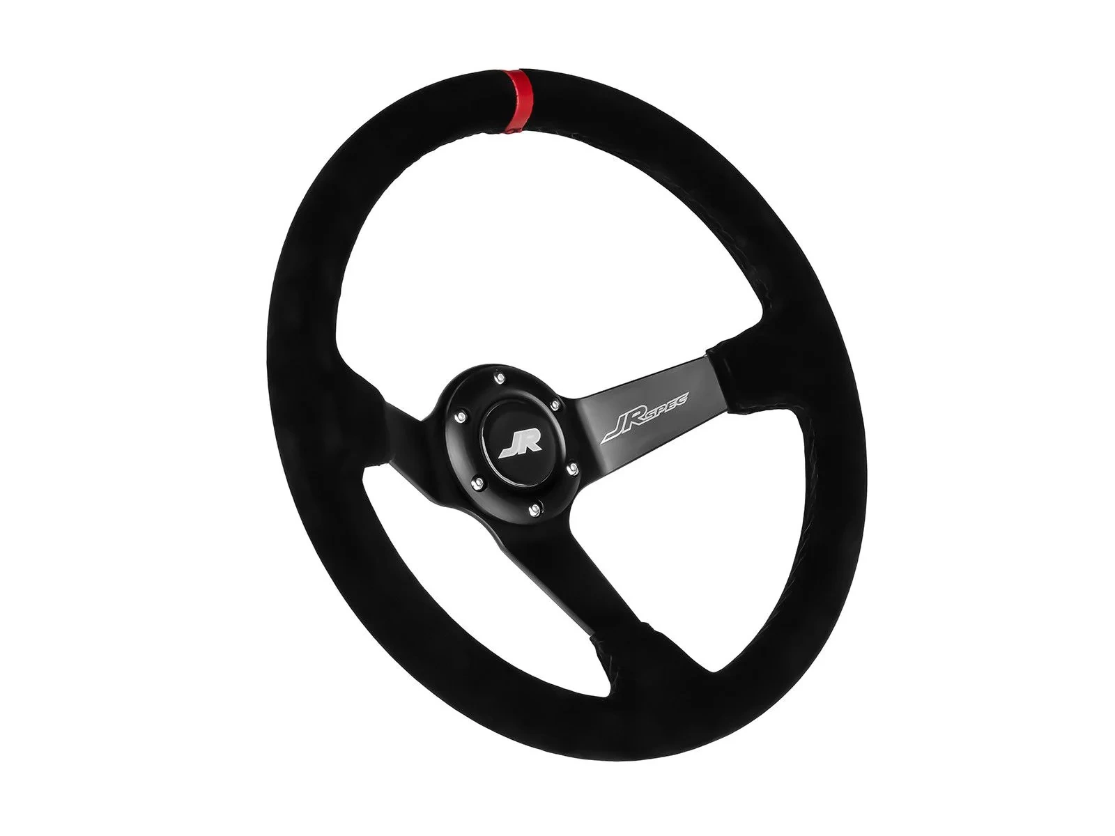 Sportowa kierownica JR Spec 350mm odsadzenie 80mm - Czerwony pasek