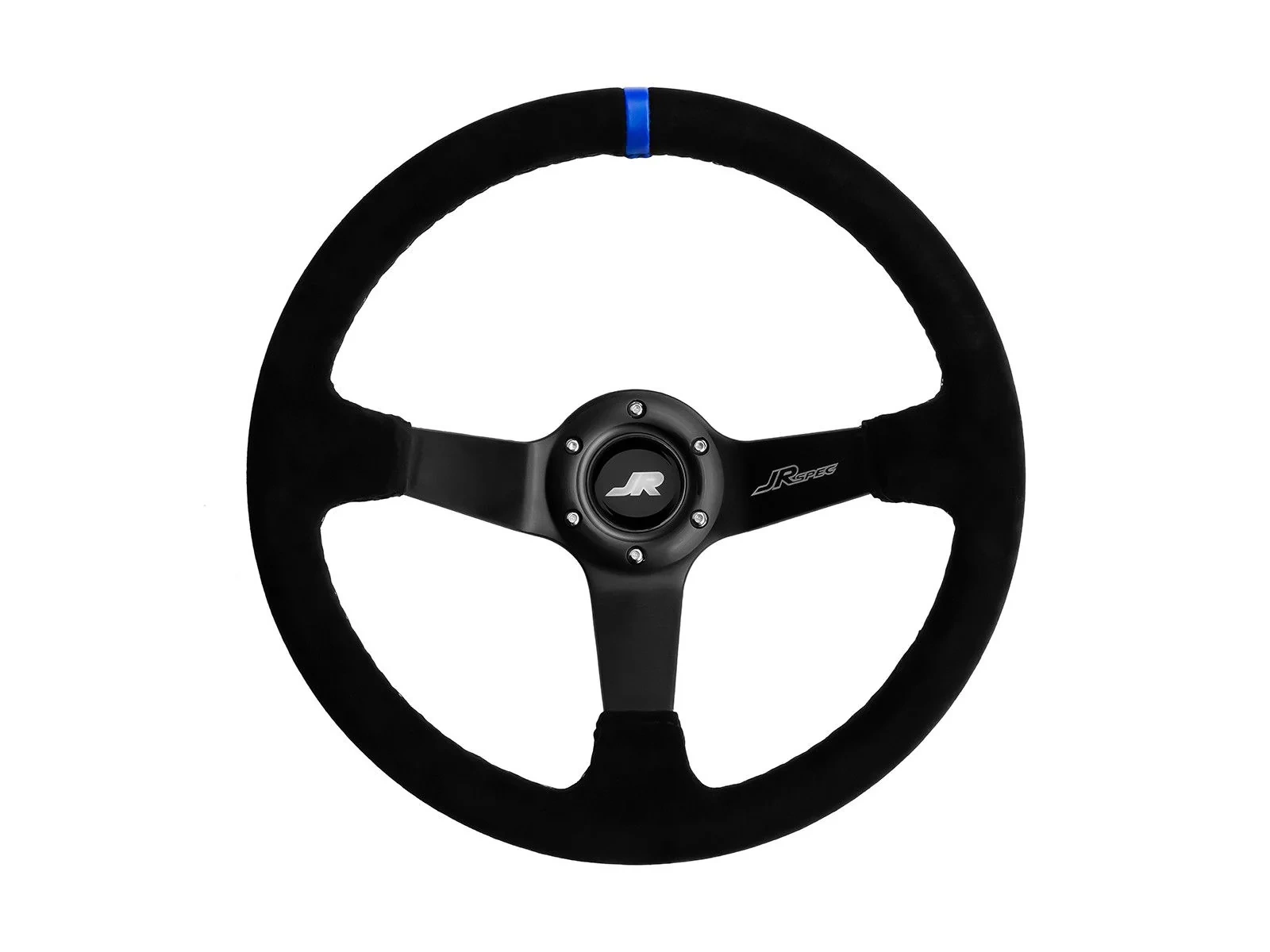 Sportowa kierownica JR Spec 350mm odsadzenie 80mm - Niebieski pasek