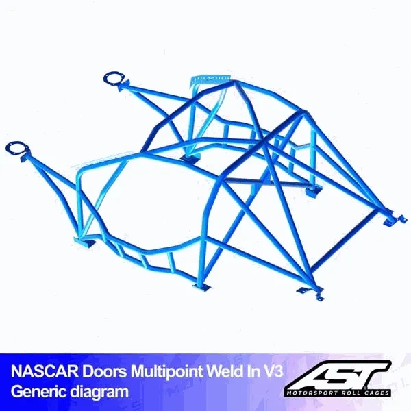 Klatka bezpieczeństwa BMW (E30) 3-Series 2-drzwiowa Coupe AWD wielopunktowo spawana w V3 NASCAR-door