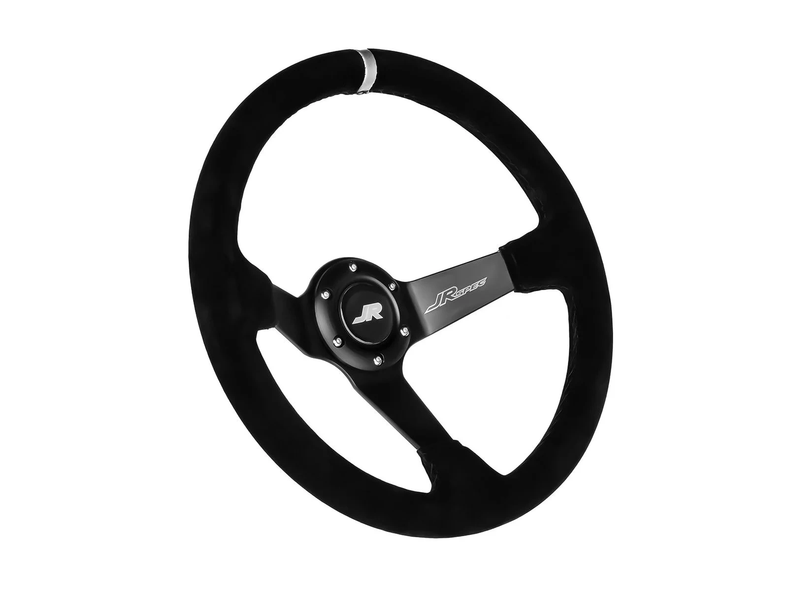 Sportowa kierownica JR Spec 350mm odsadzenie 80mm - Biały pasek