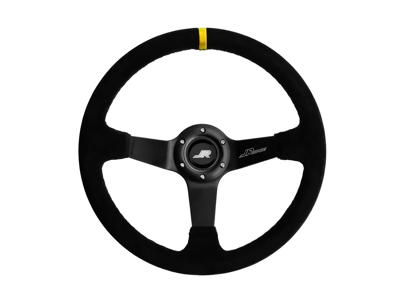 Sportowa kierownica JR Spec 350mm odsadzenie 80mm - Żółty pasek