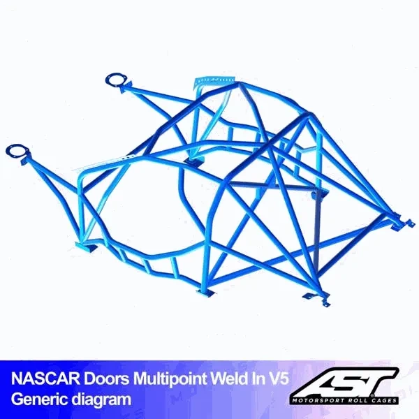 Klatka bezpieczeństwa BMW (E30) 3-Series 2-drzwiowa Coupe RWD wielopunktowo spawana w V5 NASCAR-door