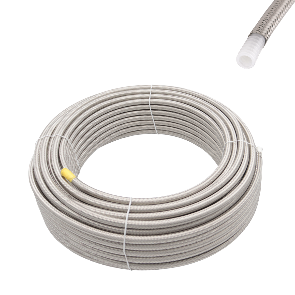 Przewód teflonowy PTFE AN4 5.5 mm karbowany w oplocie ze stali nierdzewnej